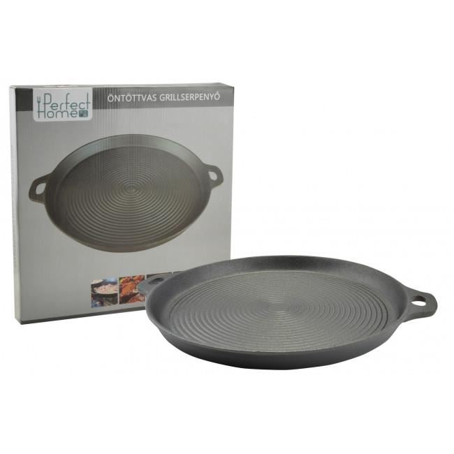 Grilllap, öntöttvas, kerek, 34 cm, Perfect Home