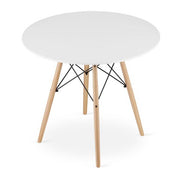 Masa stil scandinav, Artool, rotund, MDF si lemn, alb, 90x72 cm