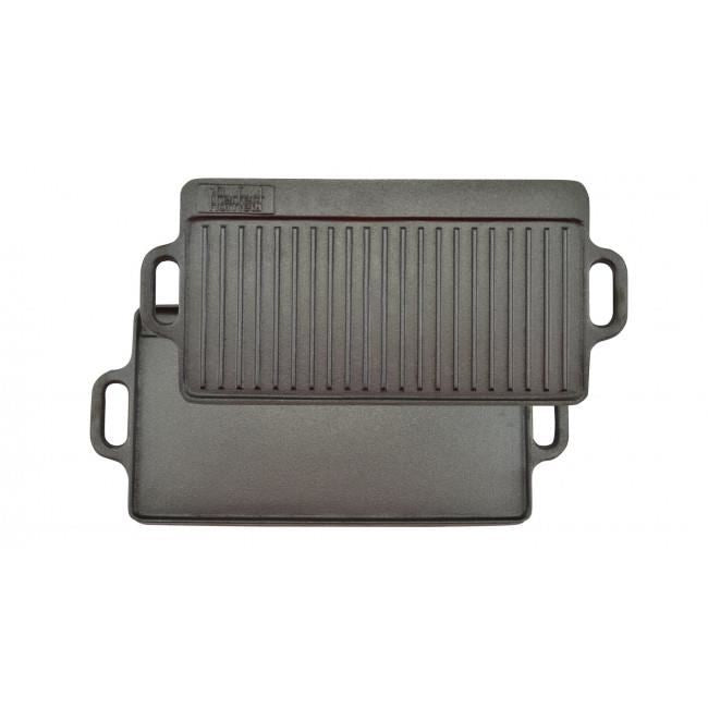 Grilllap, öntöttvas, téglalap alakú, 2 oldalas, 50x24 cm, Perfect Home
