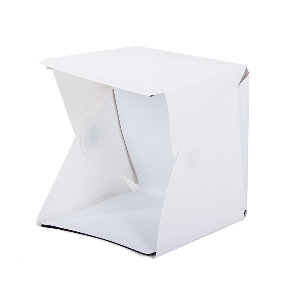 Mini studio foto, Verk Group, tip cort, 20 LED-uri, cu husa, USB, alb, 22x24x24 cm