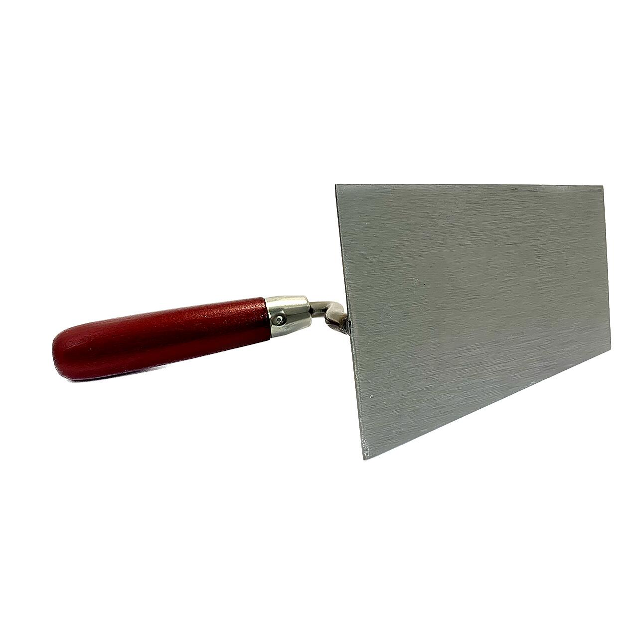 Rozsdamentes acél simító, Olejnik, trapéz, széles, 160 mm, fa nyél, piros