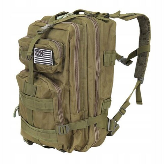 rucsac tactic, Trizand, 5 compartimente, poliester 600D, verde, 35 L, 37x29x55 cm