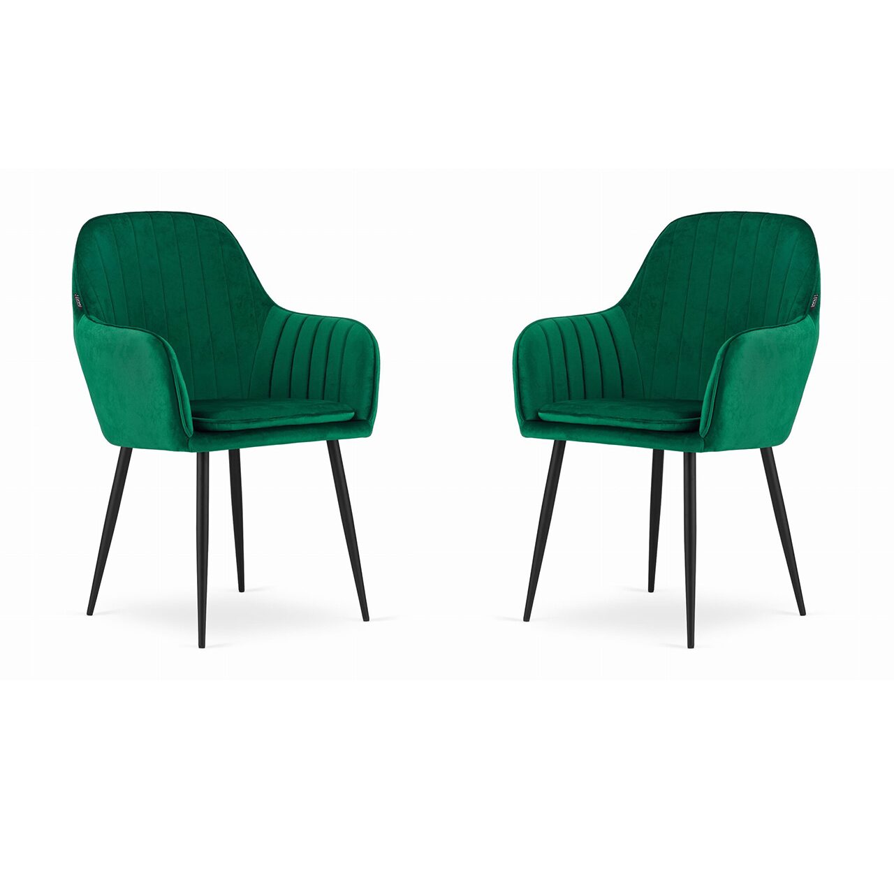 Set 2 scaune bucatarie/living,  Artool, Lugo, catifea, metal, verde si negru, 57.5x56.5x86.5 cm