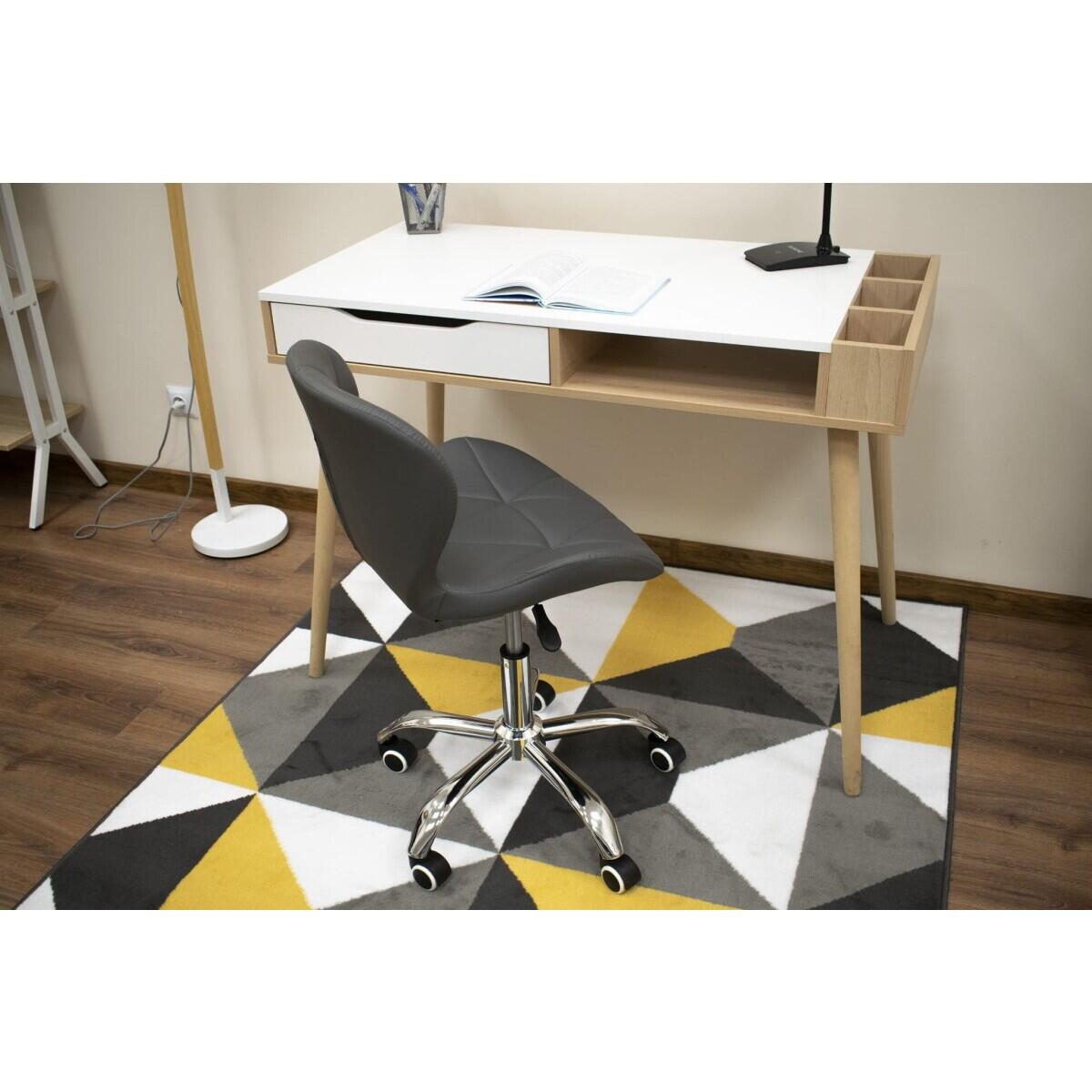Scaun de birou, Avola, rotativ, piele ecologica, gri, 47.5x55.5x84.5 cm