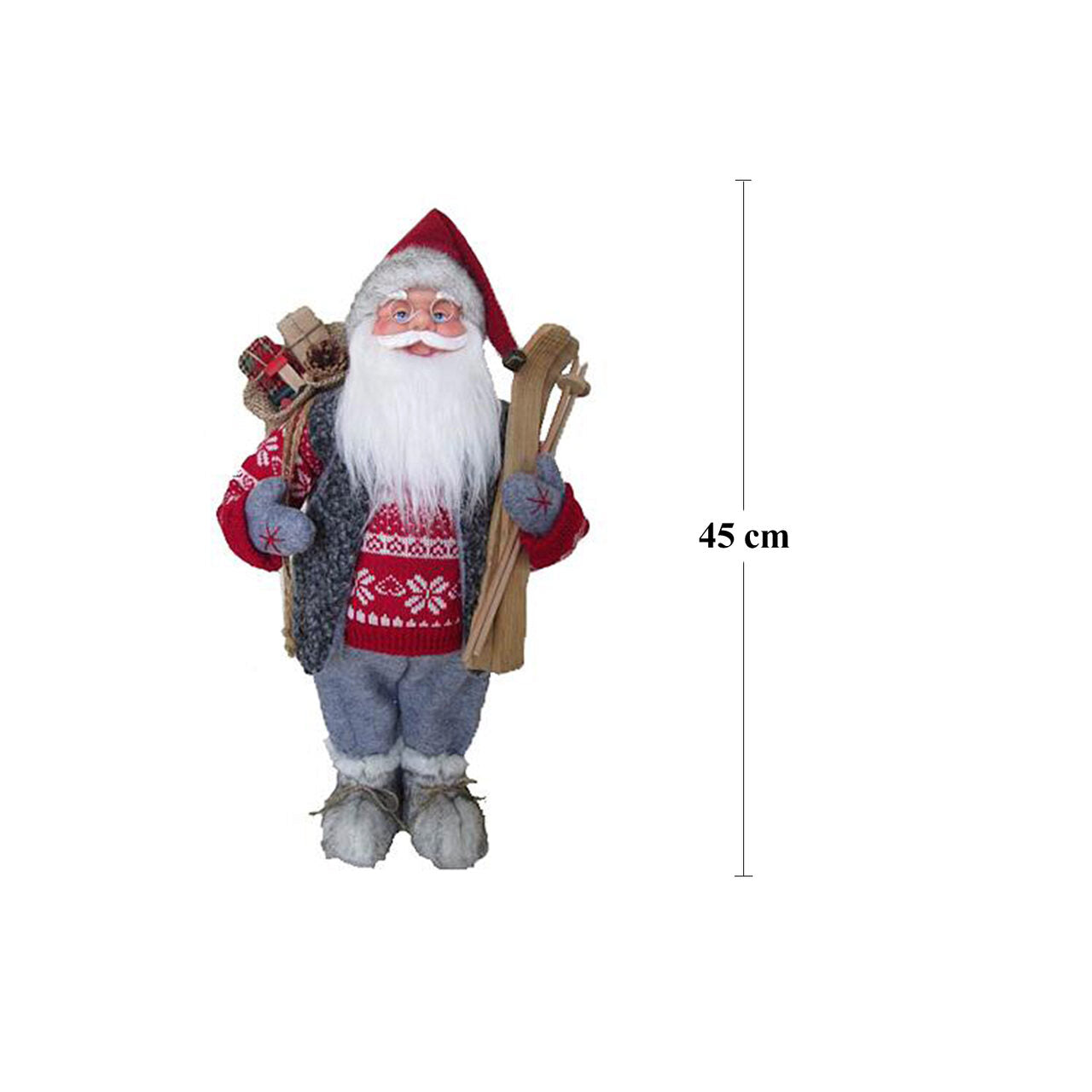 Dekoráció, Mikulás sílécekkel, 45 cm