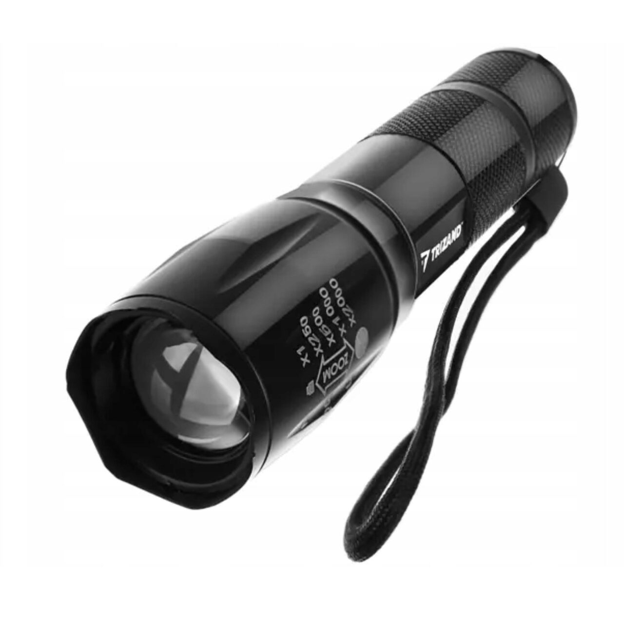 Lanterna aluminiu, cu acumulator, tactica, militara, Trizand, LED CREE XPE, UV si ZOOM, reglabila, 300 m, 3x13-14 cm