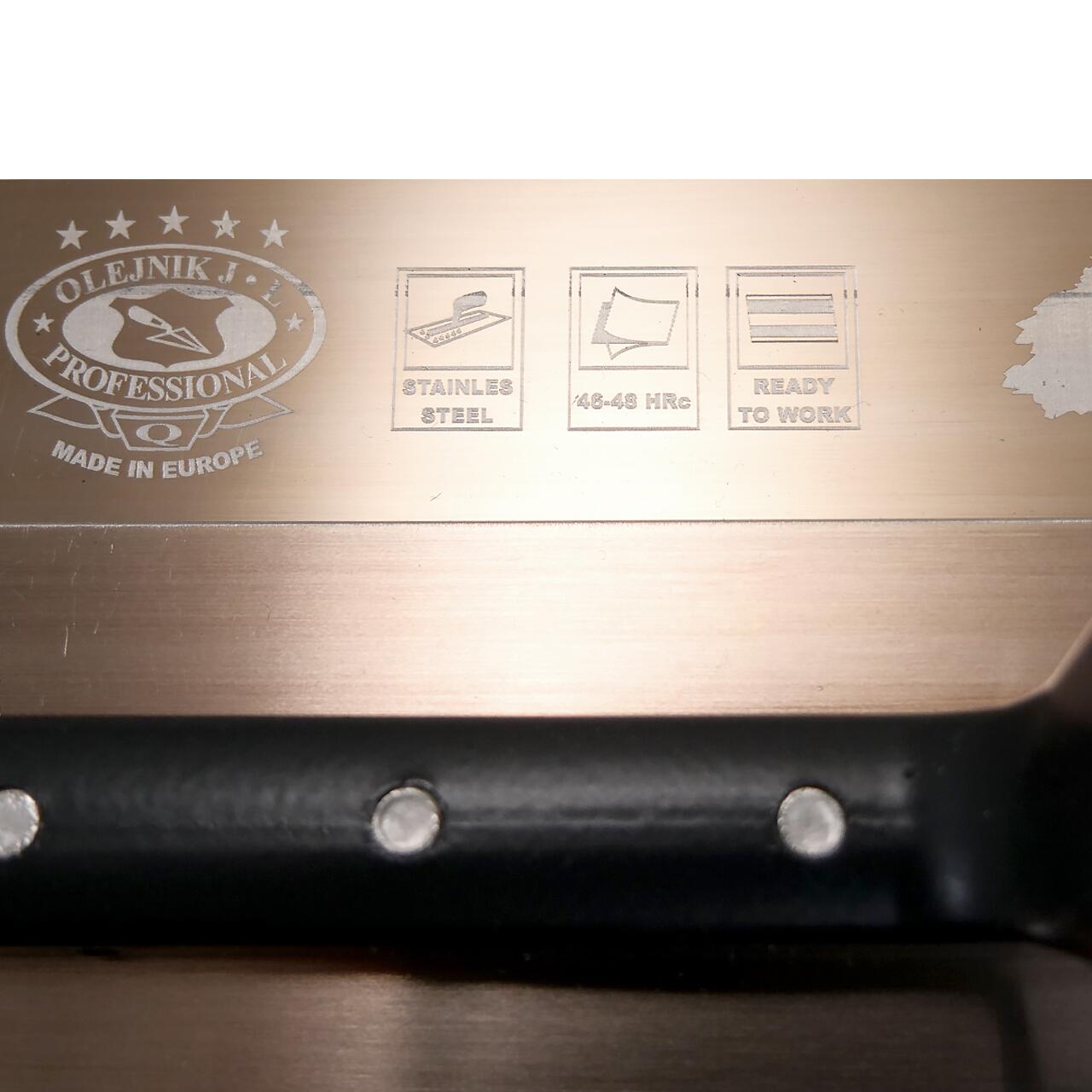 Gletiera inox, intarita, Olejnik, SuperFlex, 0.3 mm, maner pluta, 305x130 mm