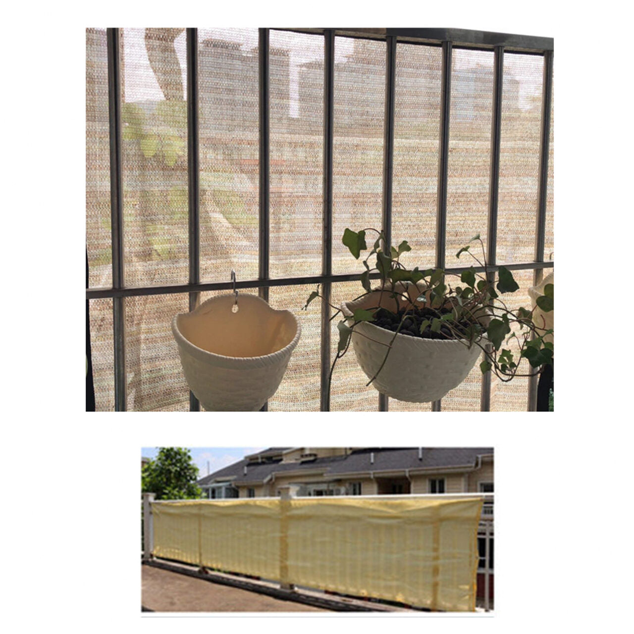 Paravan pentru balcon, terasa, gard, bej, 185 g/m2, UV, 5x1.5 m