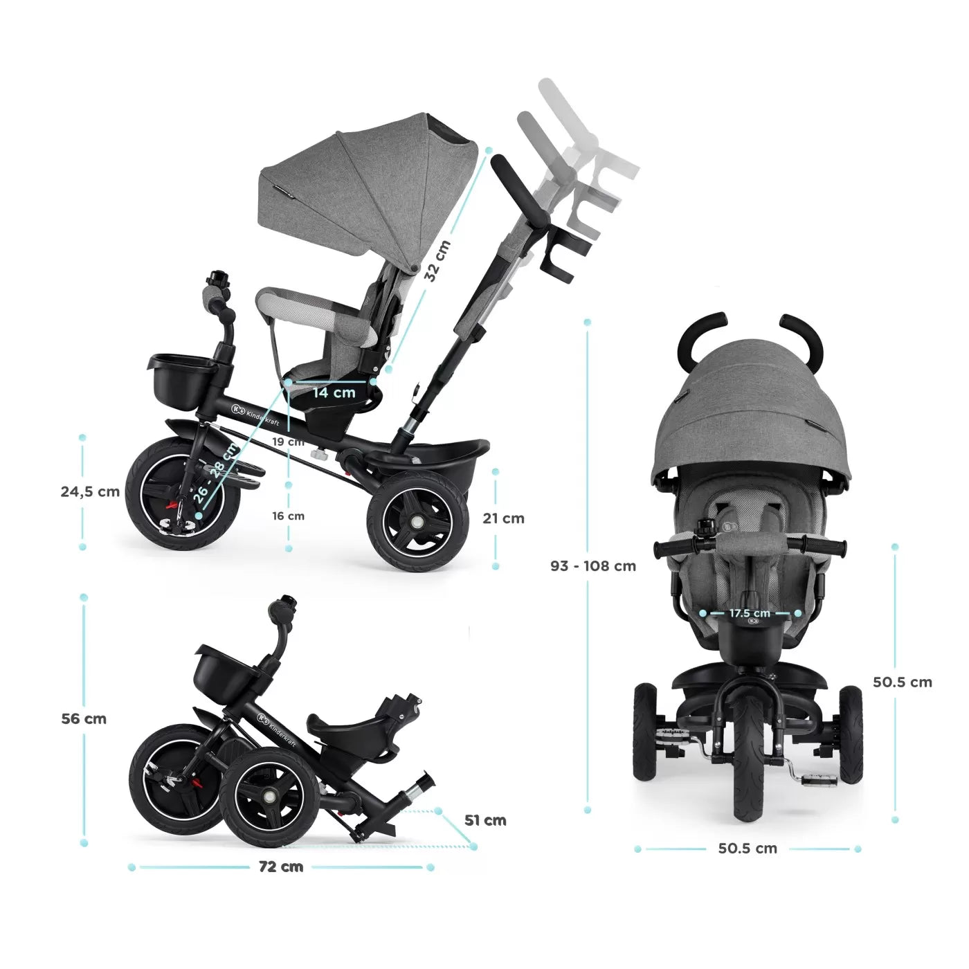 Kinderkraft spinstep tricikli, szürke