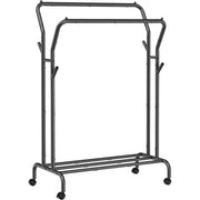Suport mobil cu roti pentru haine, Artool, cu raft incaltaminte, otel, negru, max 100 kg, 103.5x52.5x155 cm