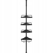 Raft pentru baie/dus, de colt, Artool, reglabil, otel si PP, 4 rafturi, negru, 85-305 cm