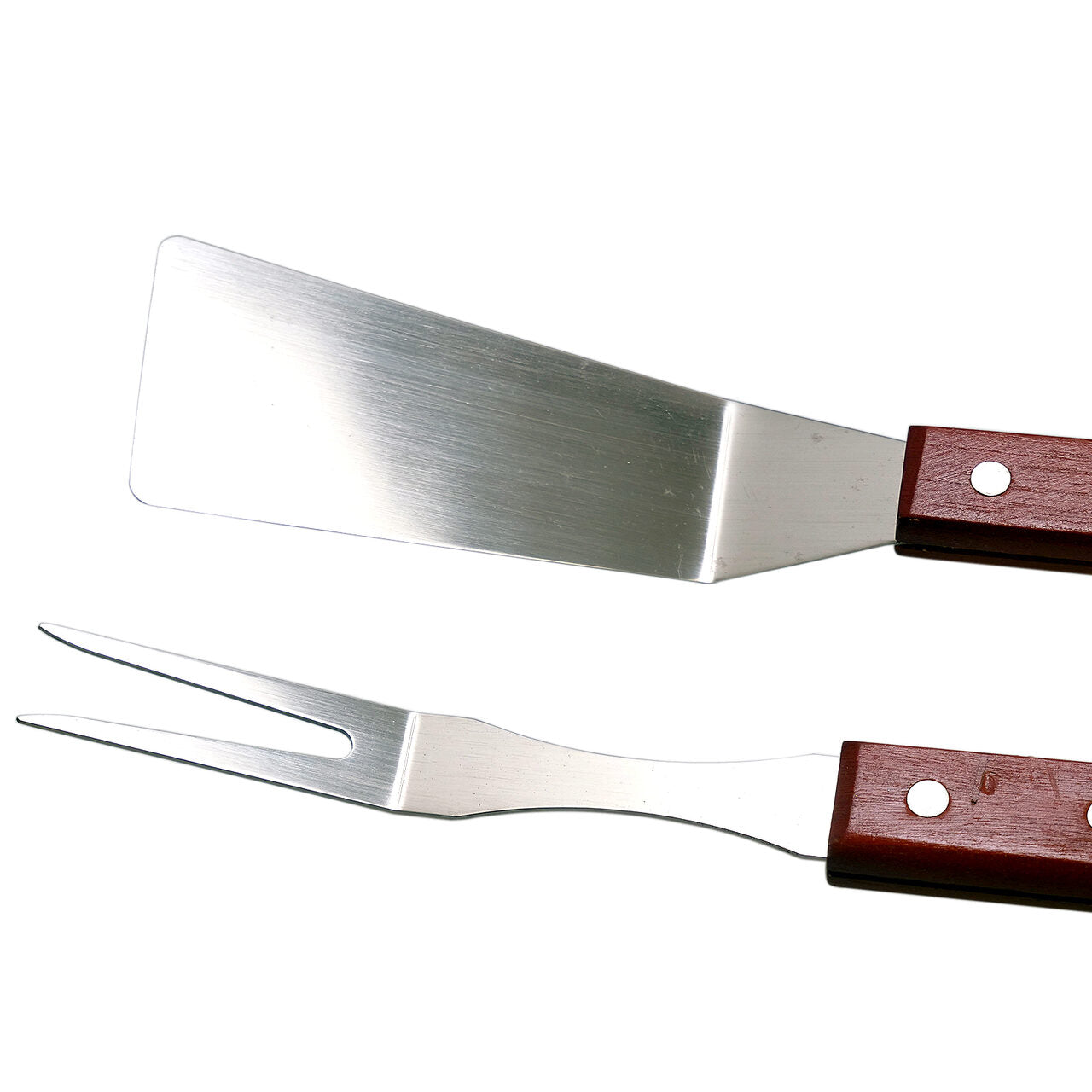 Grilleszközök, grillsütő, grillsütő, rozsdamentes acél, fa nyél, 3 darabos készlet