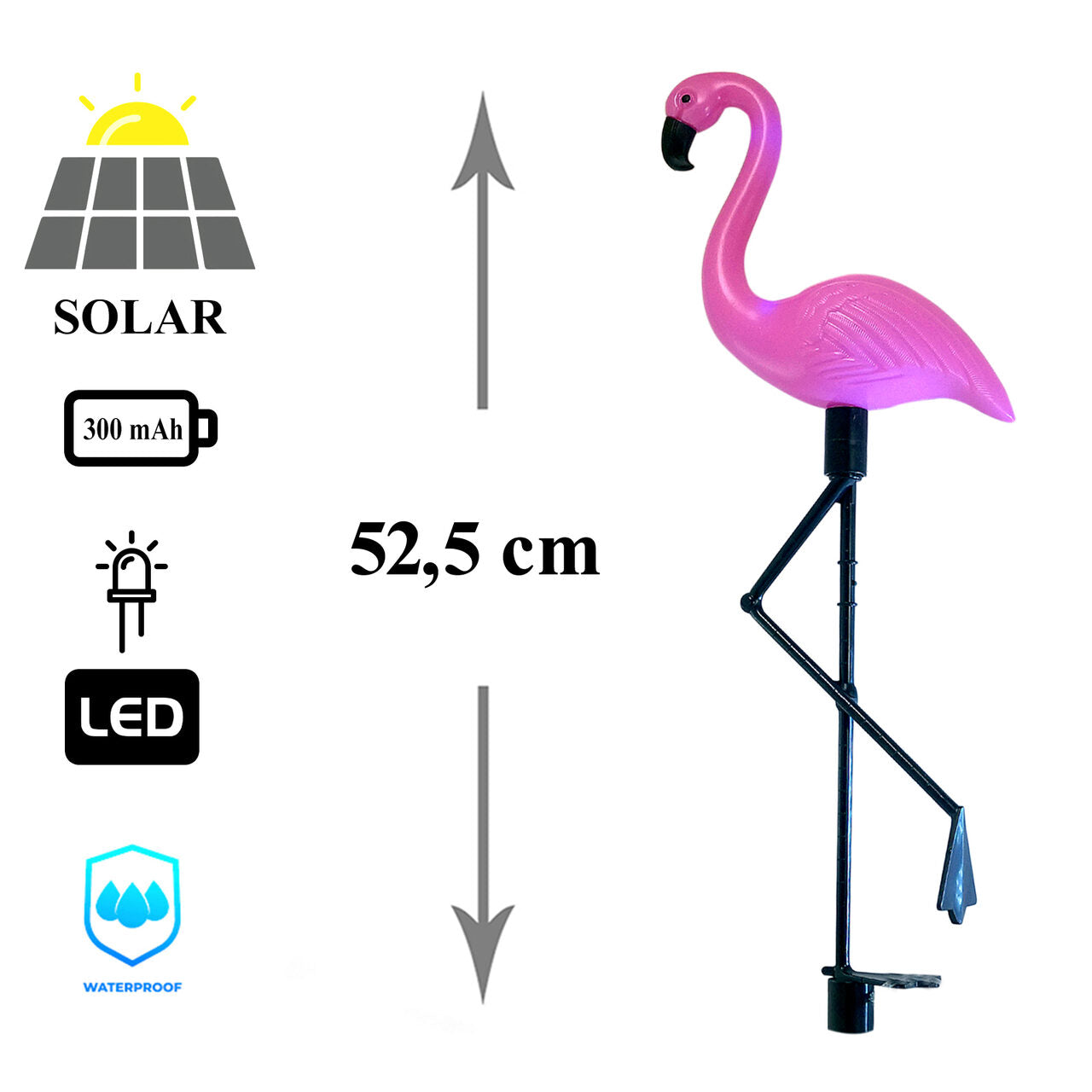Lampa solara pentru gradina, 3 flamingo, 18x6x52 cm, Strend Pro
