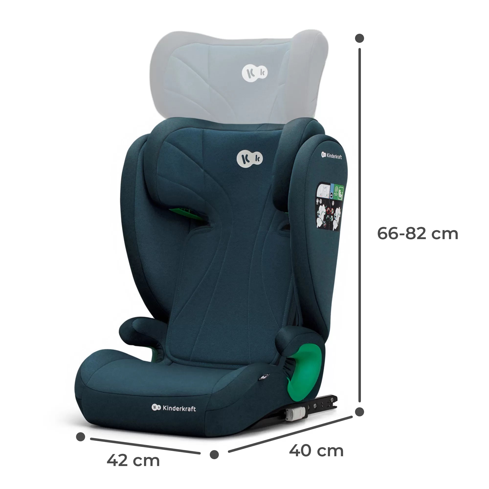Scaun auto kinderkraft junior fix2, i-size 100-150 cm, harbor blue