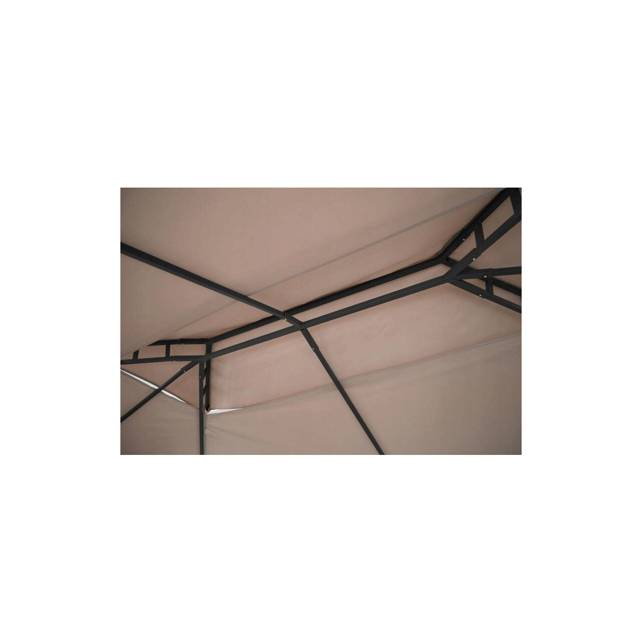 Pavilion pentru gradina/terasa, cadru metalic, cu perdele, gri, 3x4x2.65 m