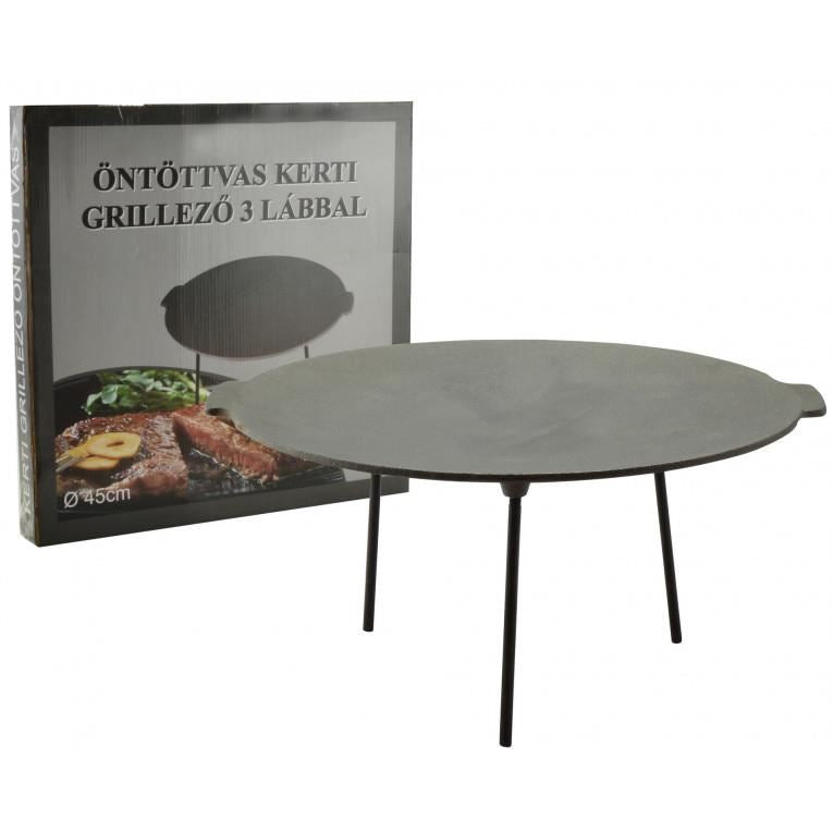 Grillkorong, öntöttvas, lábakkal, 45x23 cm, Perfect Home