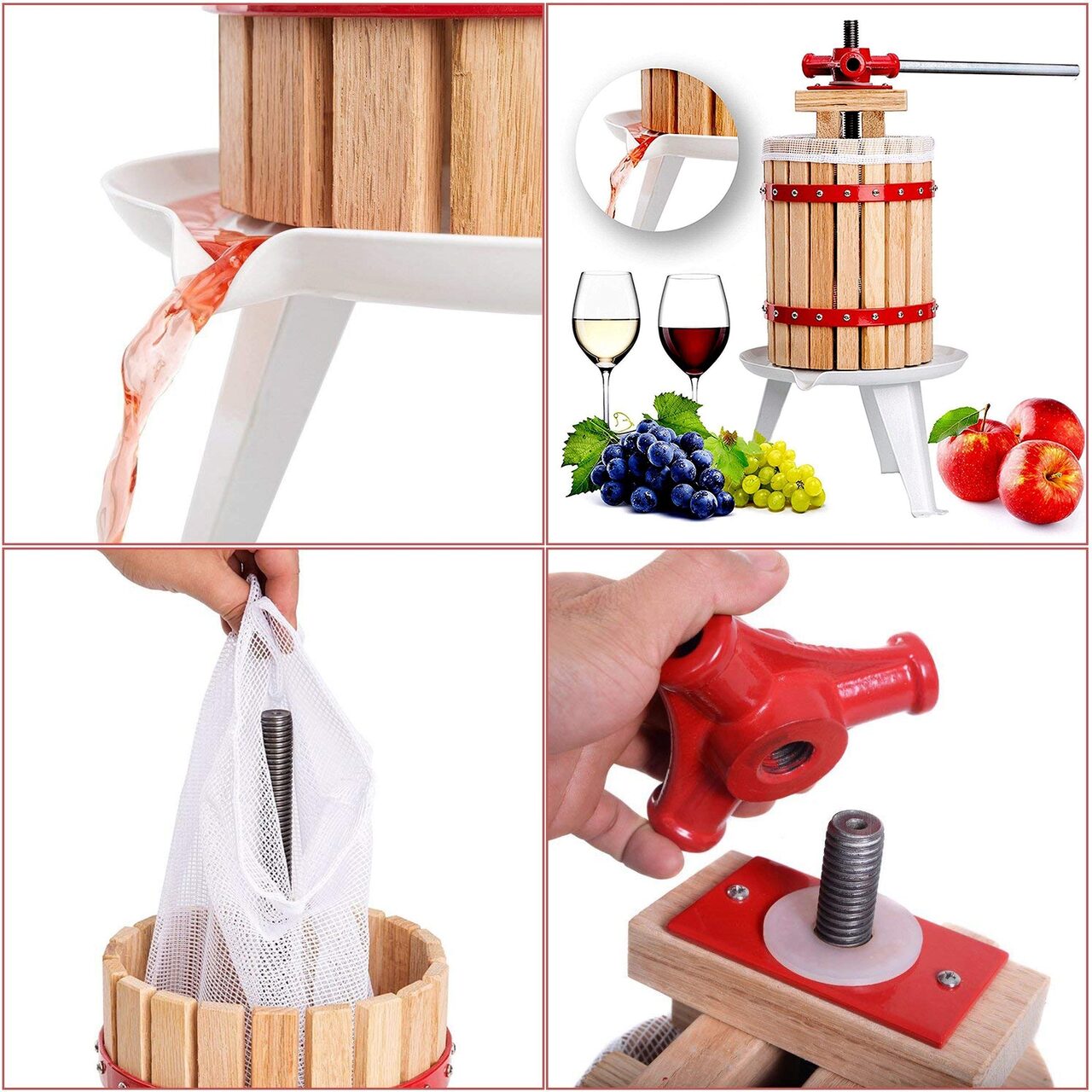 Teasc, presa, pentru zdrobit struguri, fructe, 18 L, 32x70 cm