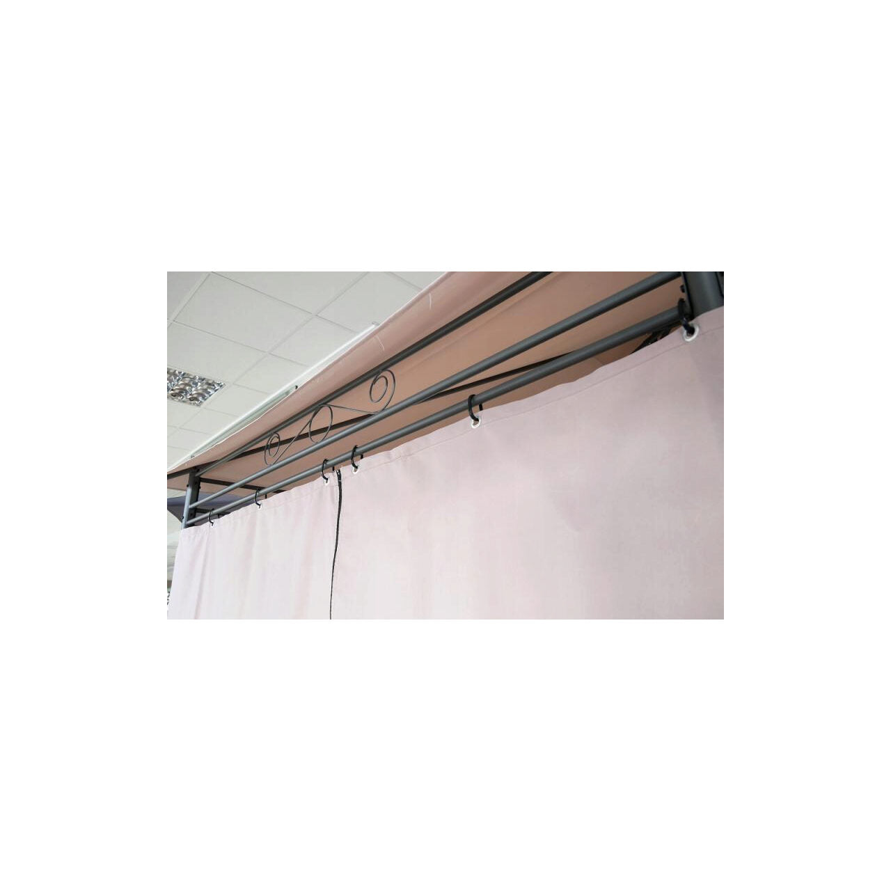 Pavilion pentru gradina/terasa, cadru metalic, cu perdele, gri, 3x4x2.65 m