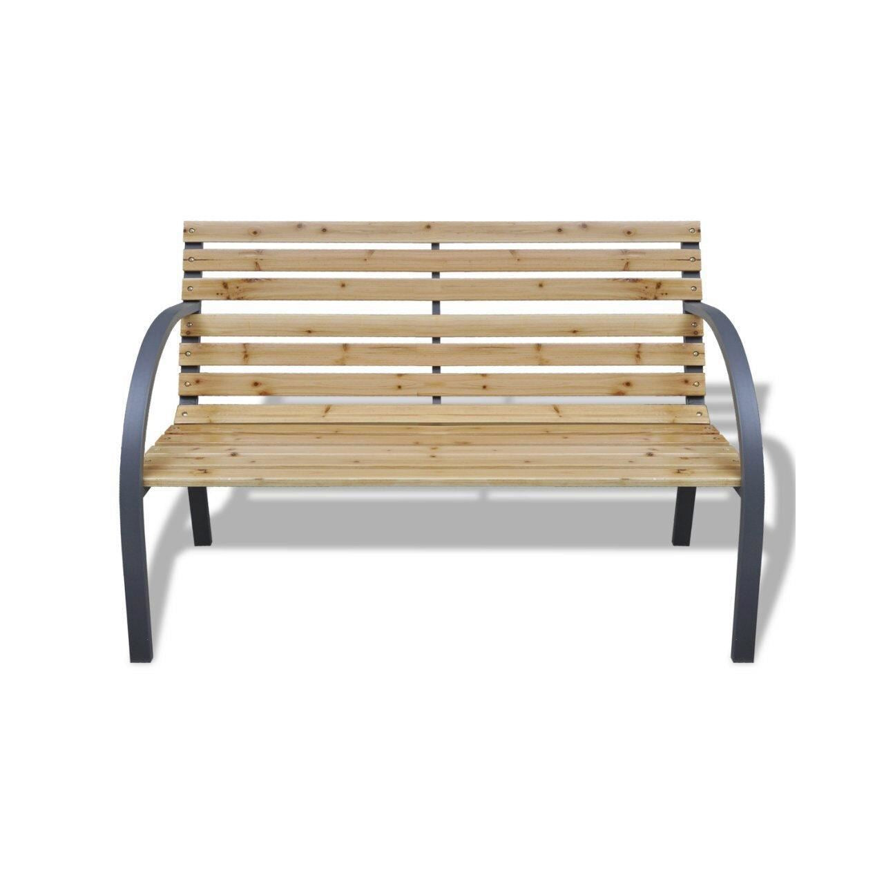 Banca de gradina, lemn, structura metal, 123x54x77 cm, Everild