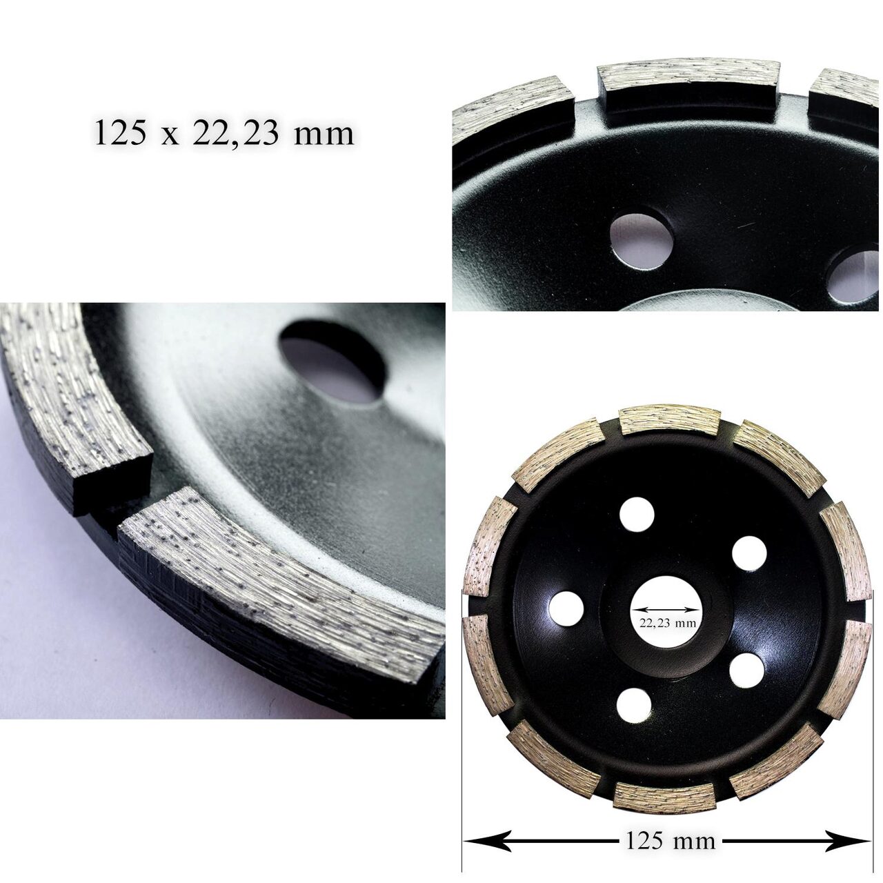 Szegmentált gyémánttárcsa, betonhoz, száraz csiszoláshoz, 125 mm/22,23 mm, Richmann Exclusive