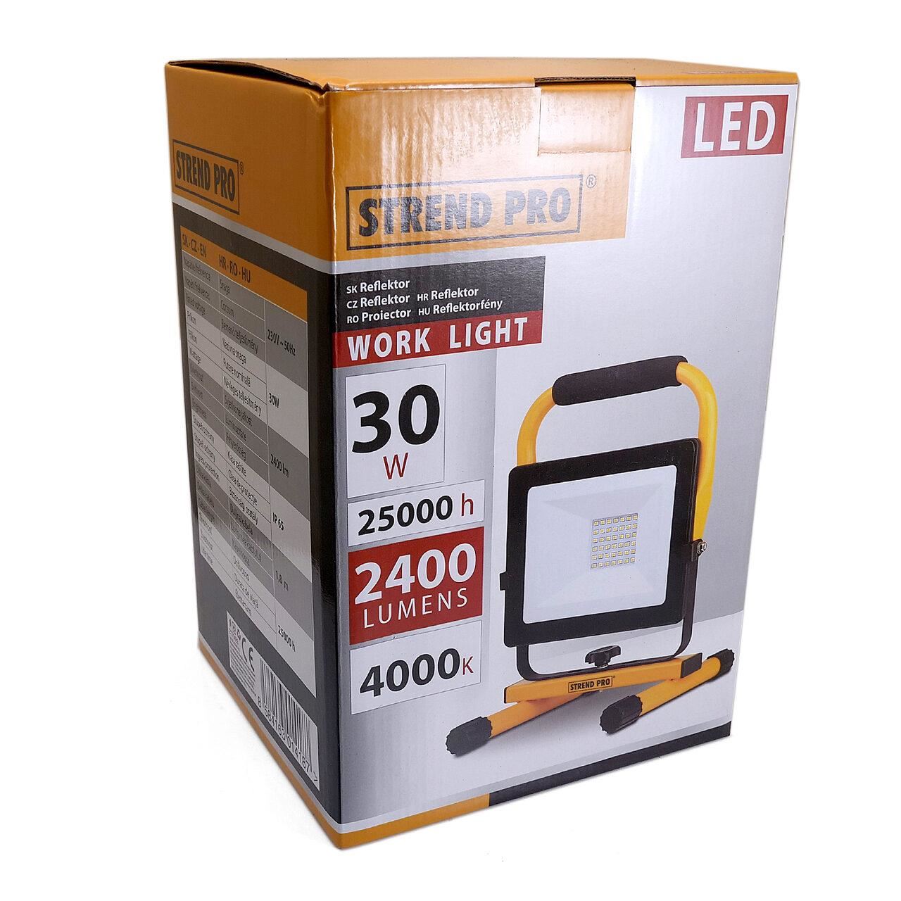 Munkalámpa, SMD LED, talppal, 30 W, 2400 lm, IP65, Strend Pro
