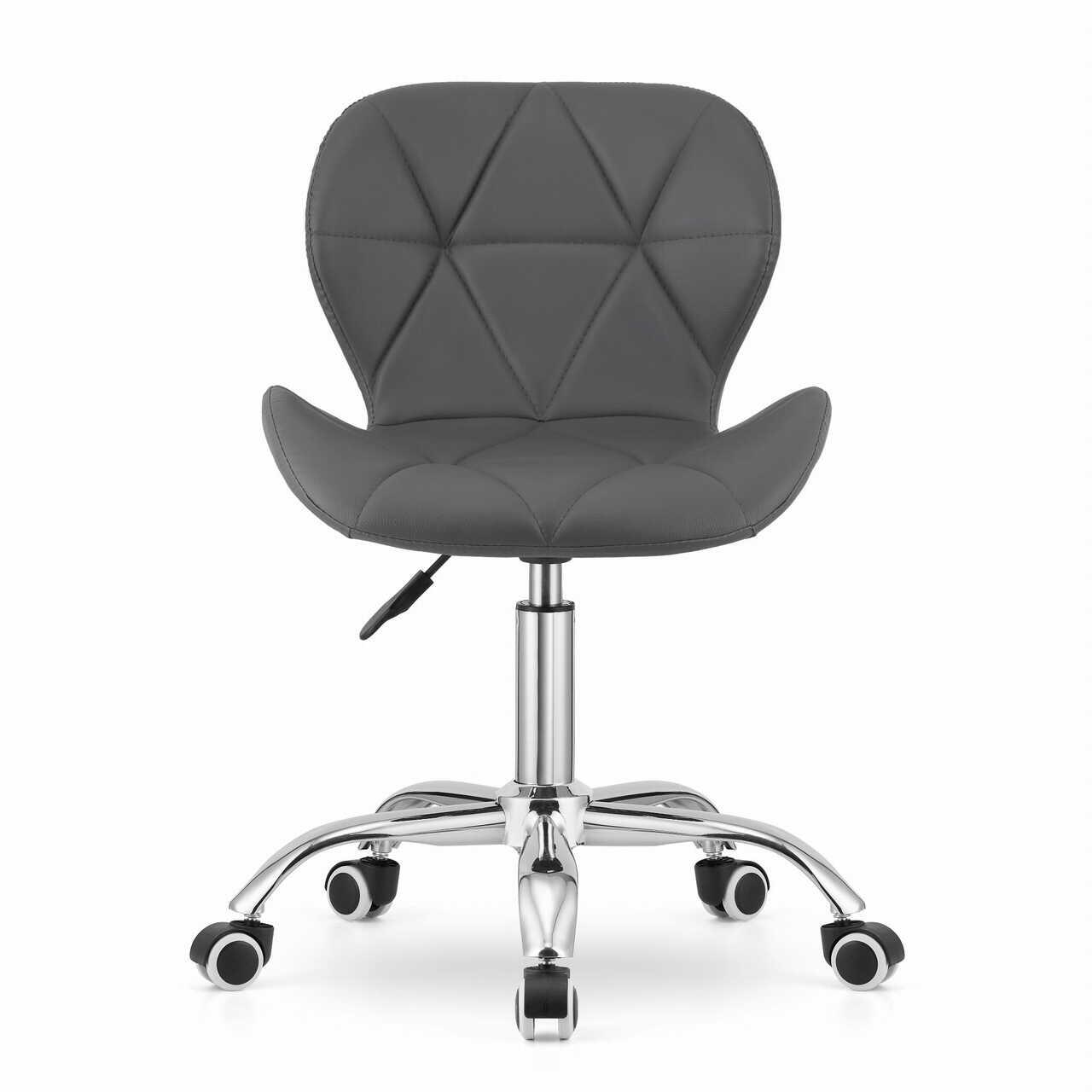 Scaun de birou, Avola, rotativ, piele ecologica, gri, 47.5x55.5x84.5 cm