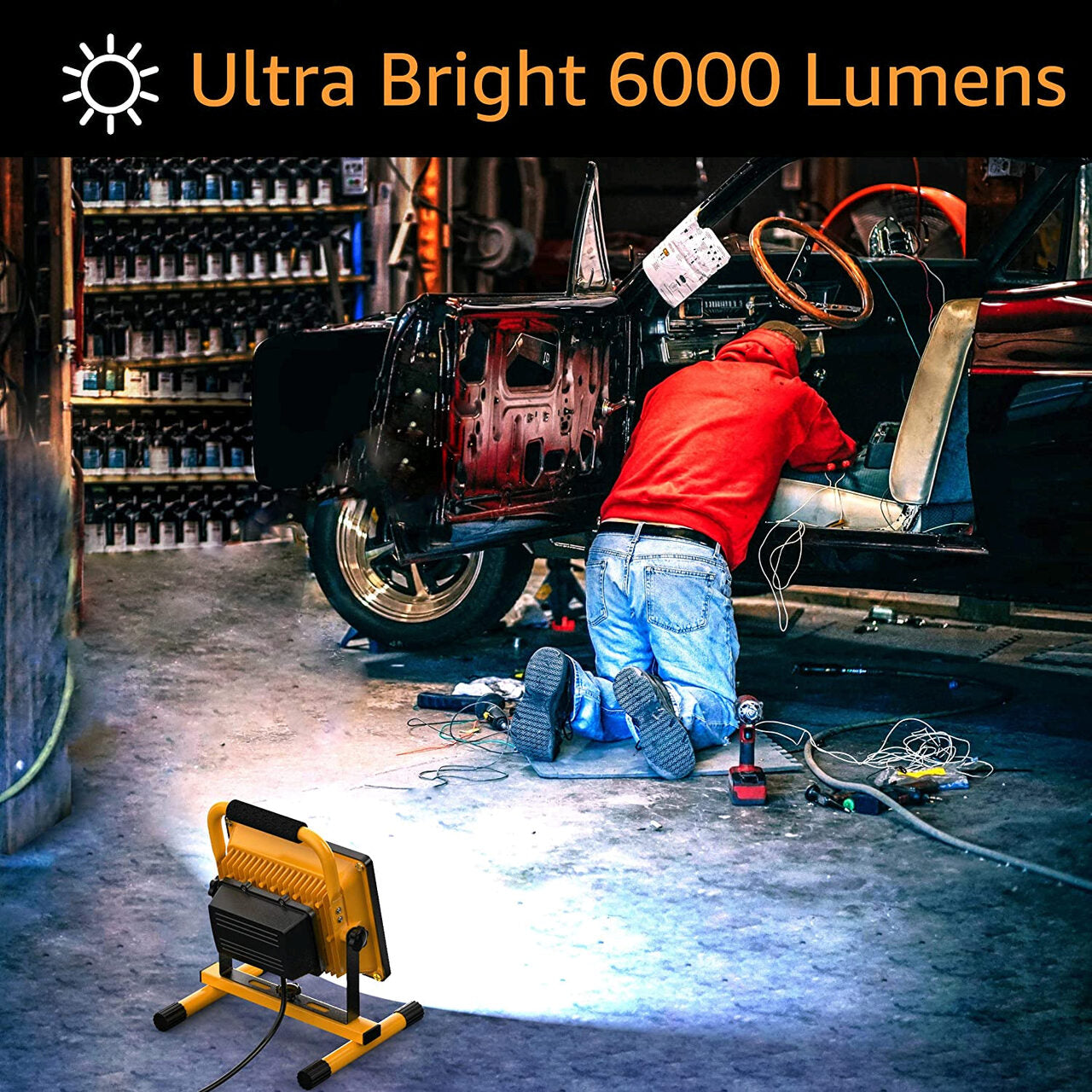 Munkalámpa, SMD LED, akkumulátorral és állvánnyal, 20 W, 4400 mAh, 1600 lm, IP54