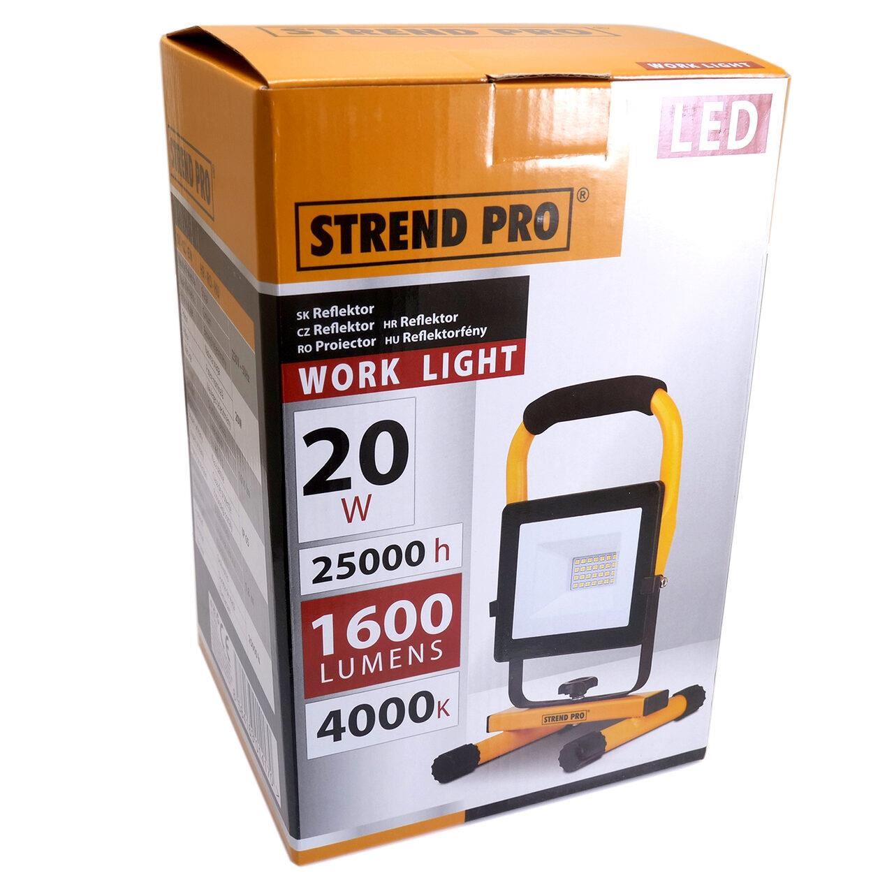 Munkalámpa, SMD LED, talppal, 20 W, 1600 lm, IP65, Strend Pro