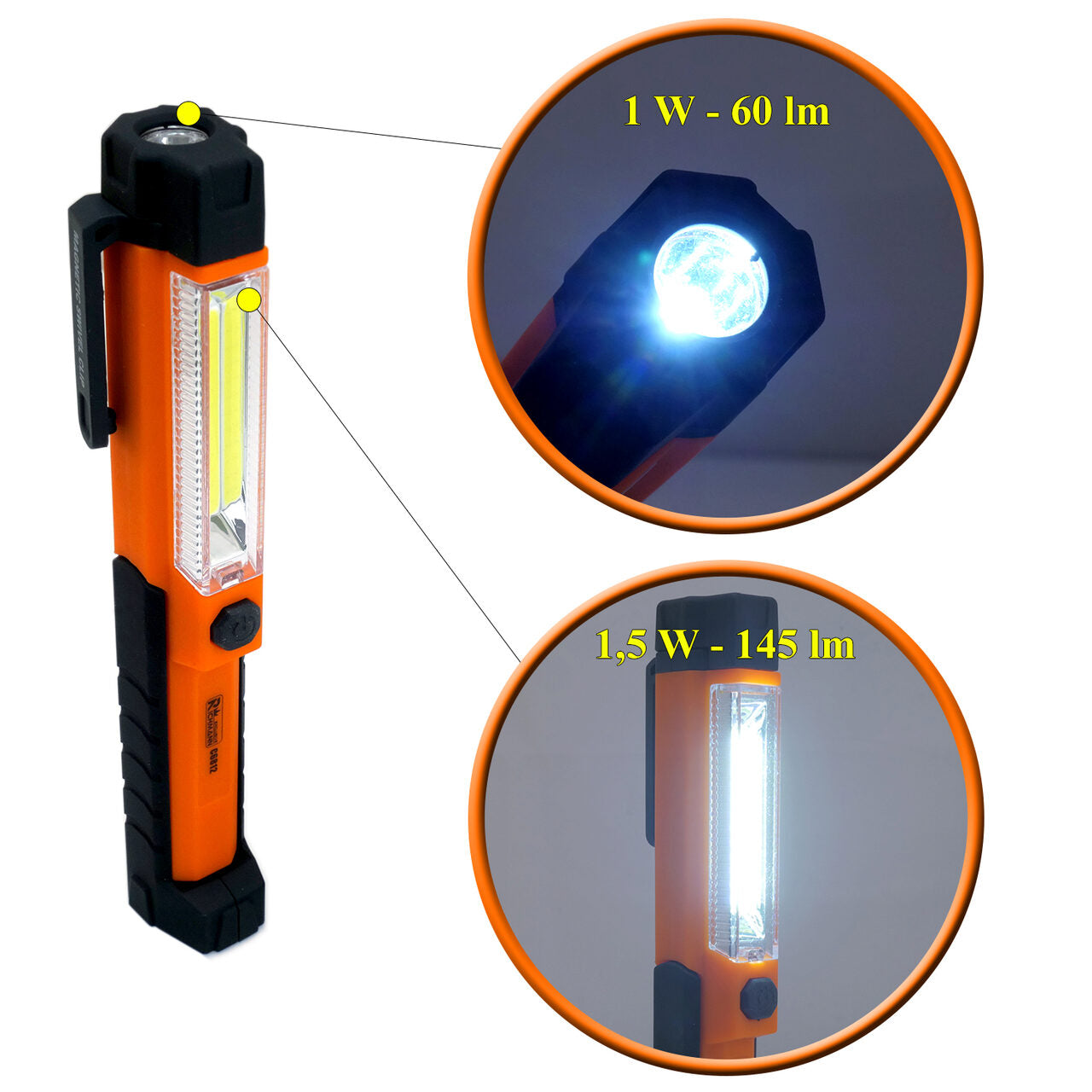 MINI zseblámpa, 145+60 lm LED, hordozható akkumulátoros lámpa, 800 mAh, RICHMANN EXCLUSIVE