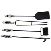 Set accesorii semineu, suport cu 4 piese, nichelate, 66 cm 