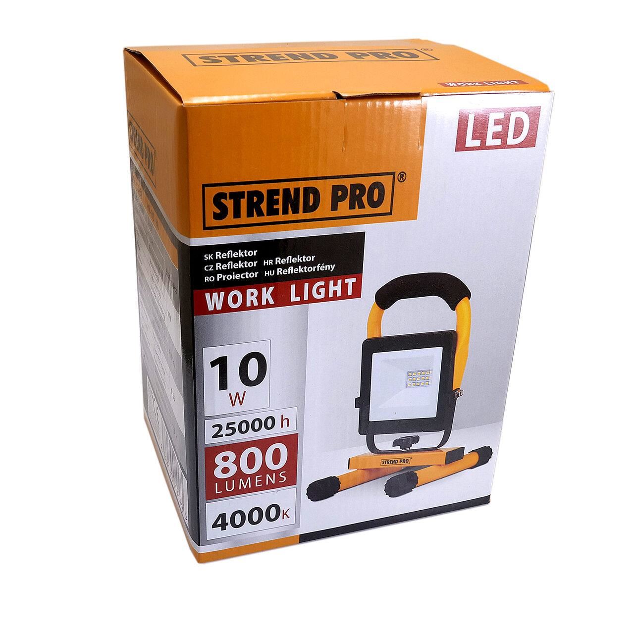 Munkalámpa, SMD LED, állványos, 10 W, 800 lm, 1,8 m kábel, IP65, Strend Pro