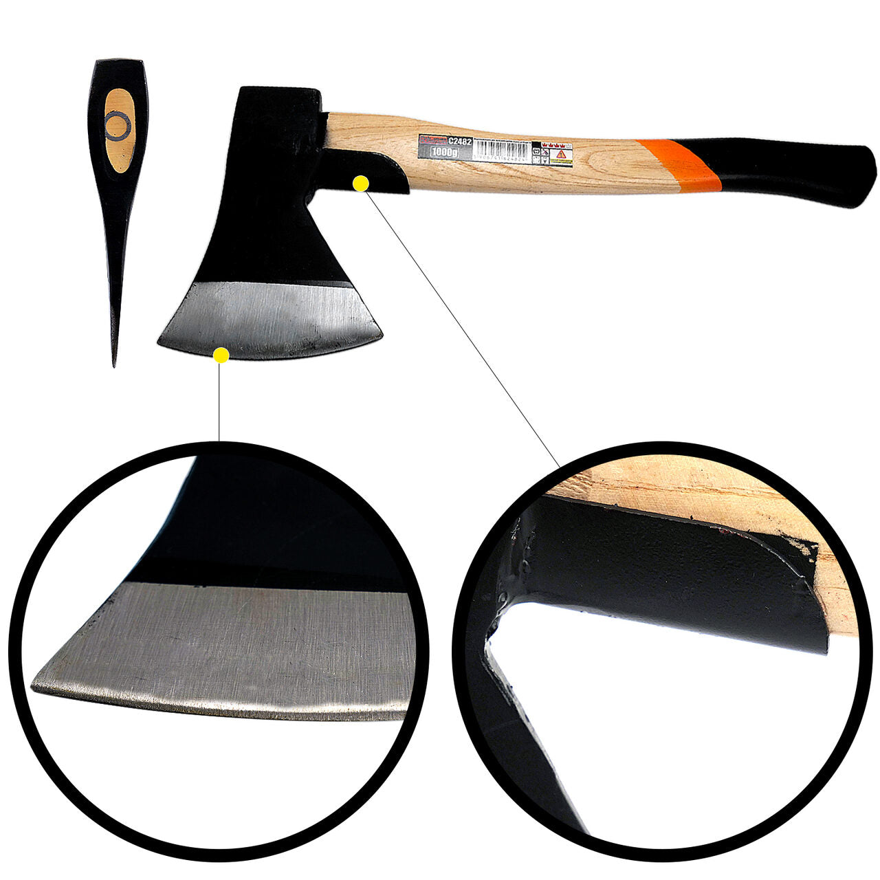 Fejsze, fa nyéllel, védővel, 1 kg, 43 cm, Richmann Exclusive