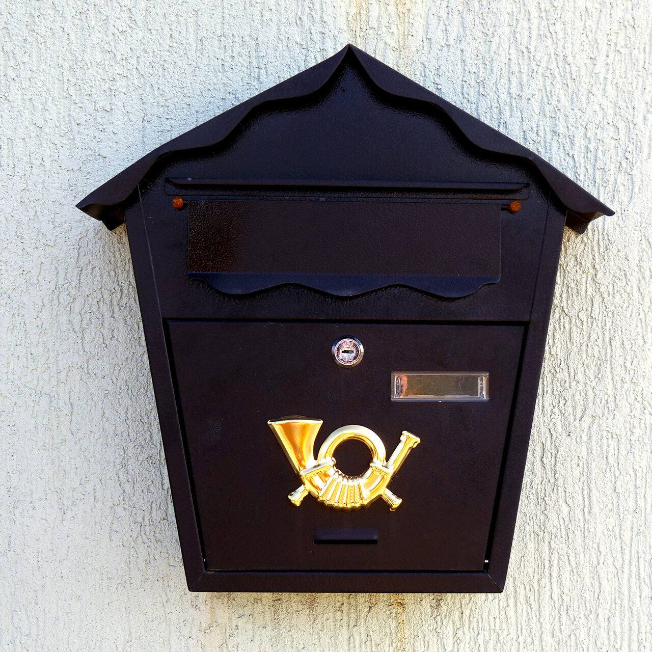 Postaláda, fekete, 37x10x37 cm, Romantikus