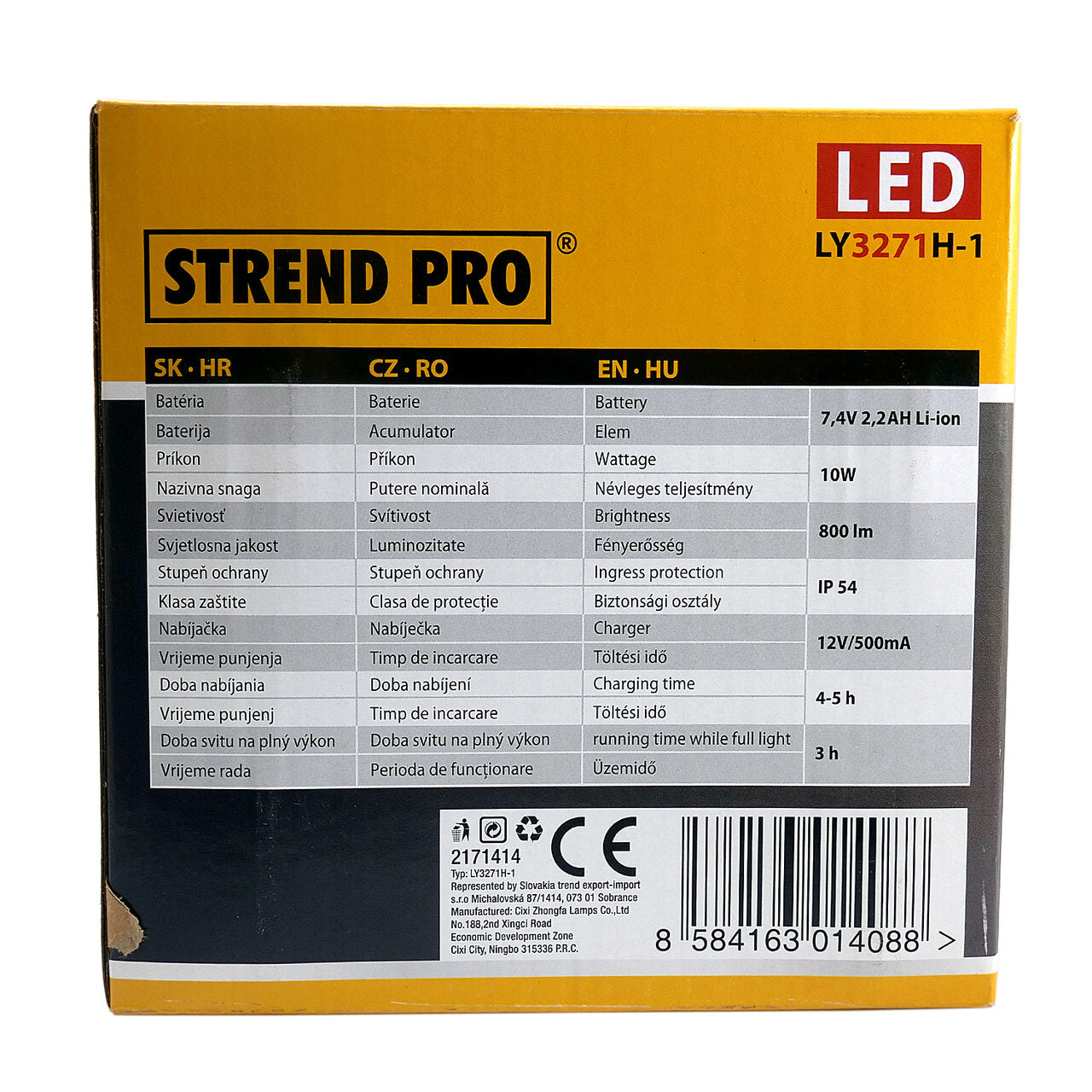 Munkahelyi reflektor, SMD LED, elemmel és fogantyúval, 10 W, 800 lm, IP54, Strend Pro