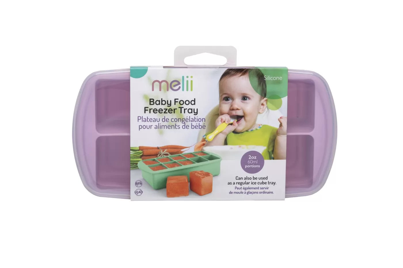 Recipient refrigerare hrana bebe, melii, roz 59 ml x 10 cub