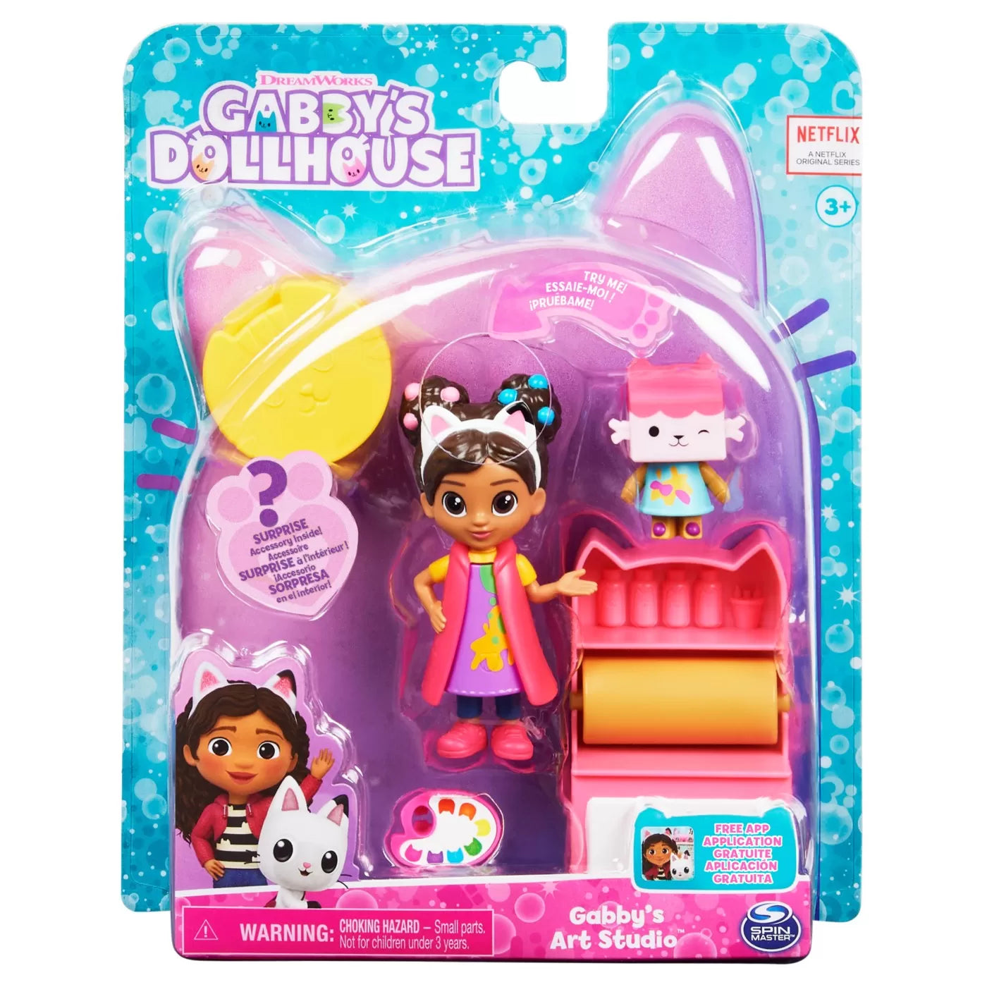 Gabbys dollhouse set papusa 9.7cm cu pisicuta studioul de arta a lui gabby
