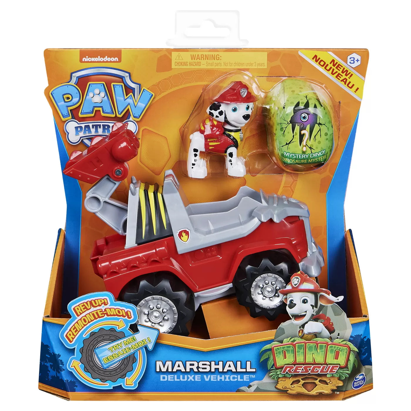 Patrula catelusilor set vehicul cu catelus marshall si figurina dino surpriza