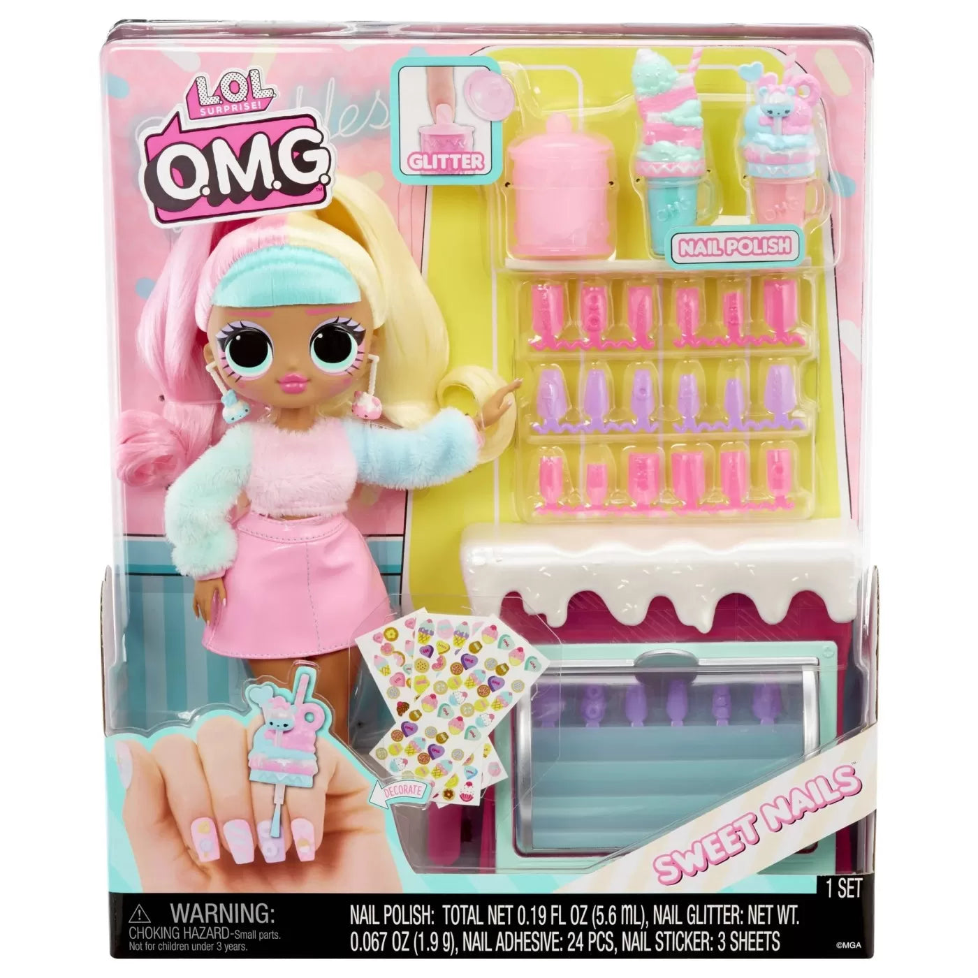 L.o.l. surprise! omg sweet nails candylicious sprinkles shop set papusa cu accesorii