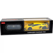 Masina cu telecomanda lamborghini aventador svj galben cu scara 1 la 24