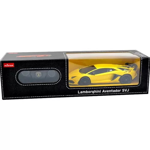 Masina cu telecomanda lamborghini aventador svj galben cu scara 1 la 24
