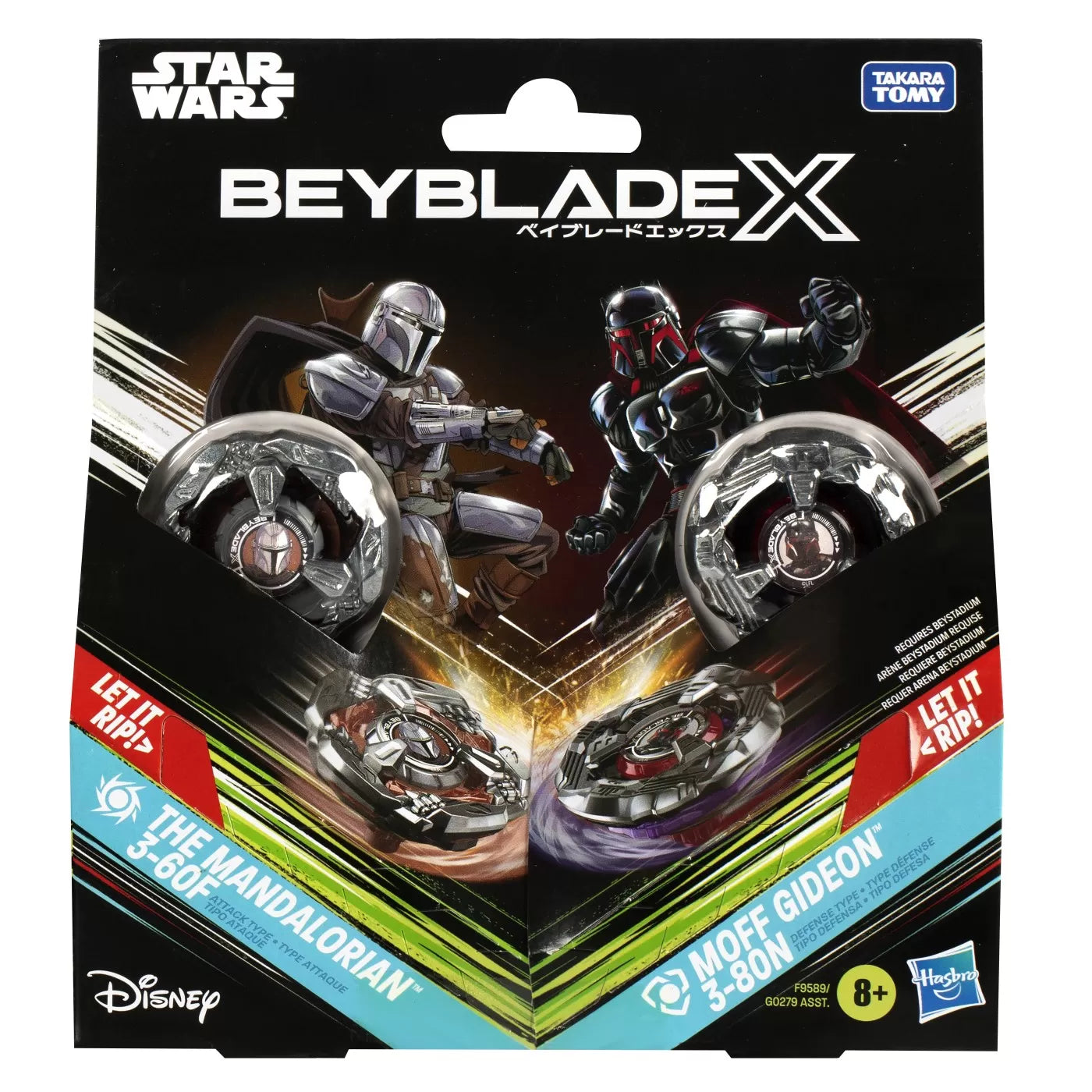 Beyblade x star wars pachet duo the mandalorian 3-60f si moff gideon 3-80n