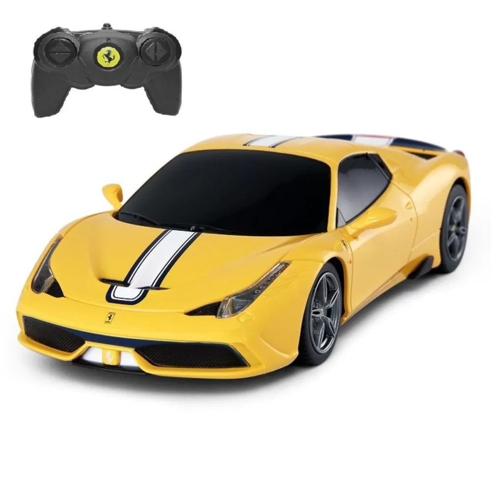 Masina cu telecomanda ferrari 458 speciale a galben cu scara 1 la 24