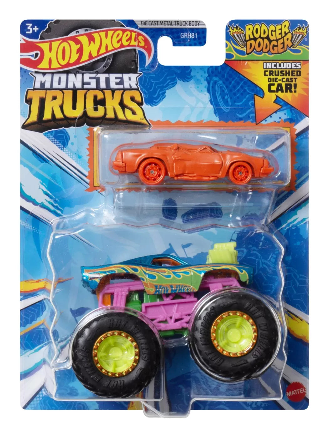 Hot wheels monster truck si masinuta metalica rodger dodger