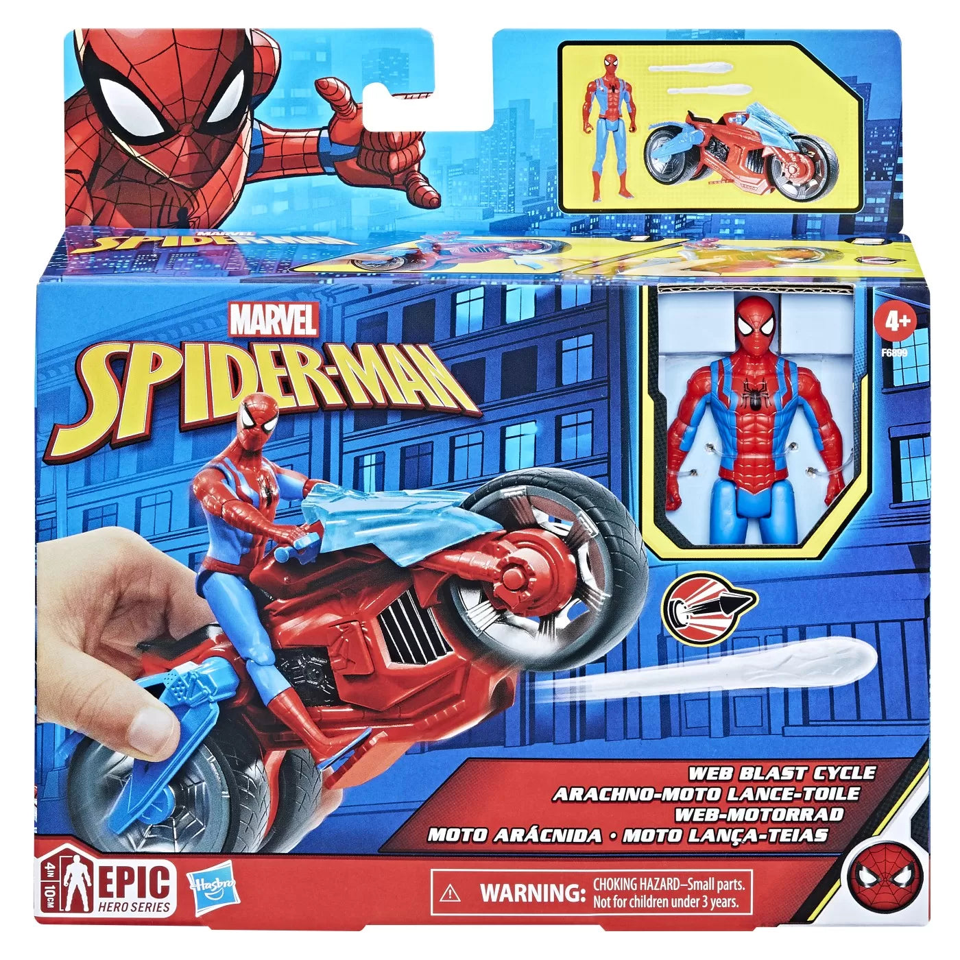 Spiderman set figurina si vehicul web blast cycle
