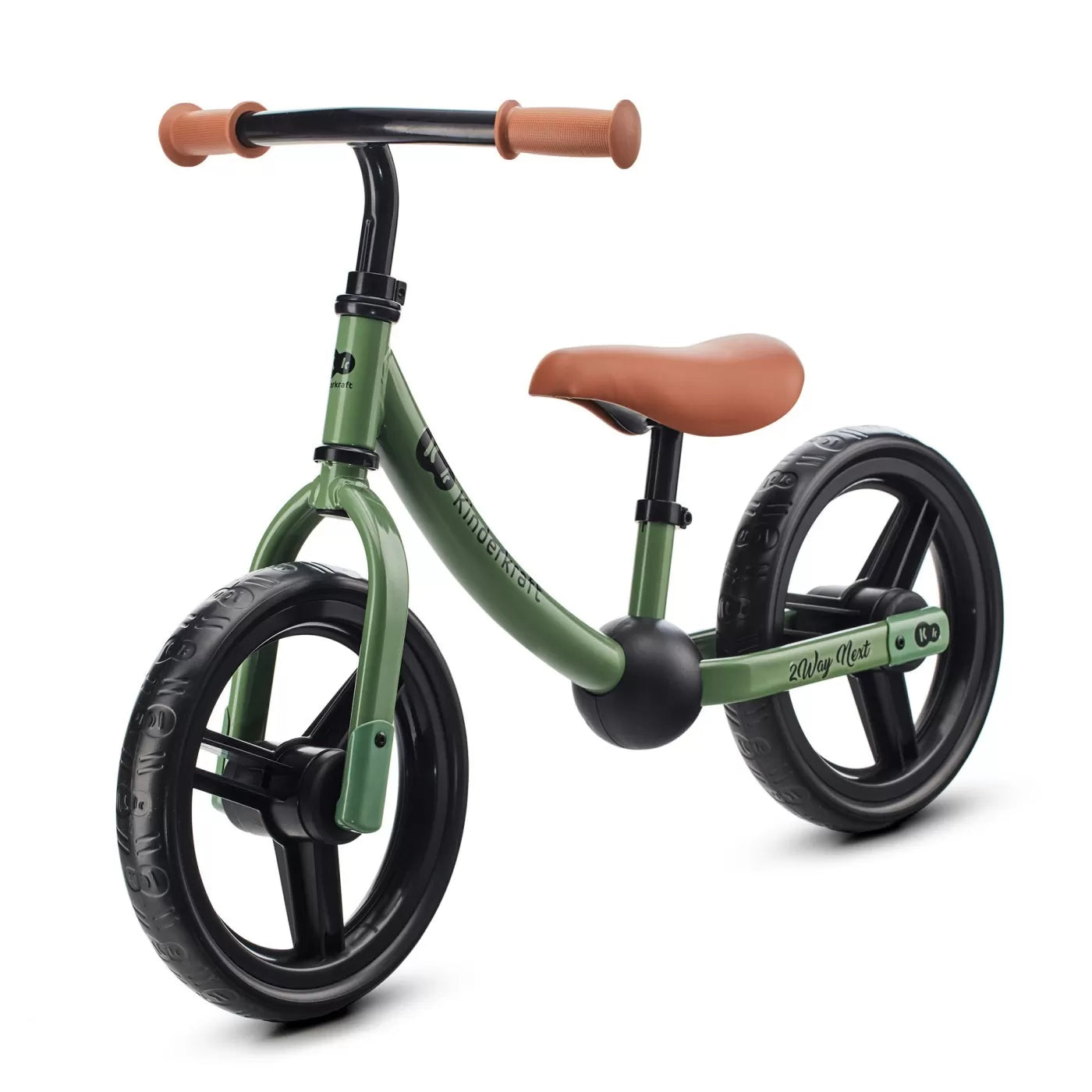 Bicicleta fara pedale, kinderkraft - 2way next, portocaliu, 12inch, light green