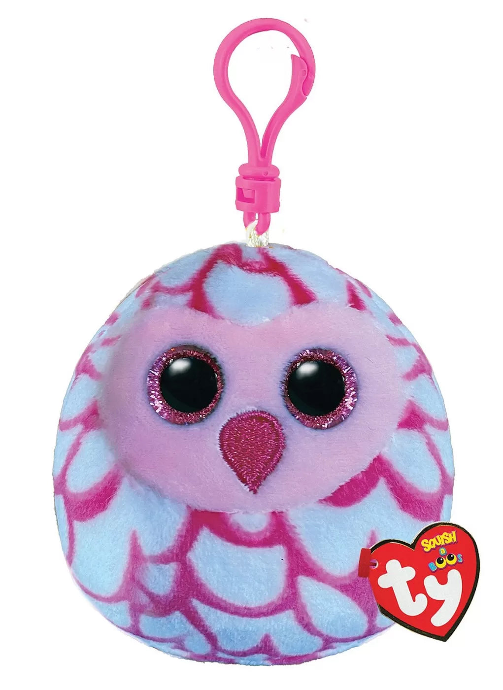 Plus breloc ty 8.5cm squishy beanies bufnita pinky roz