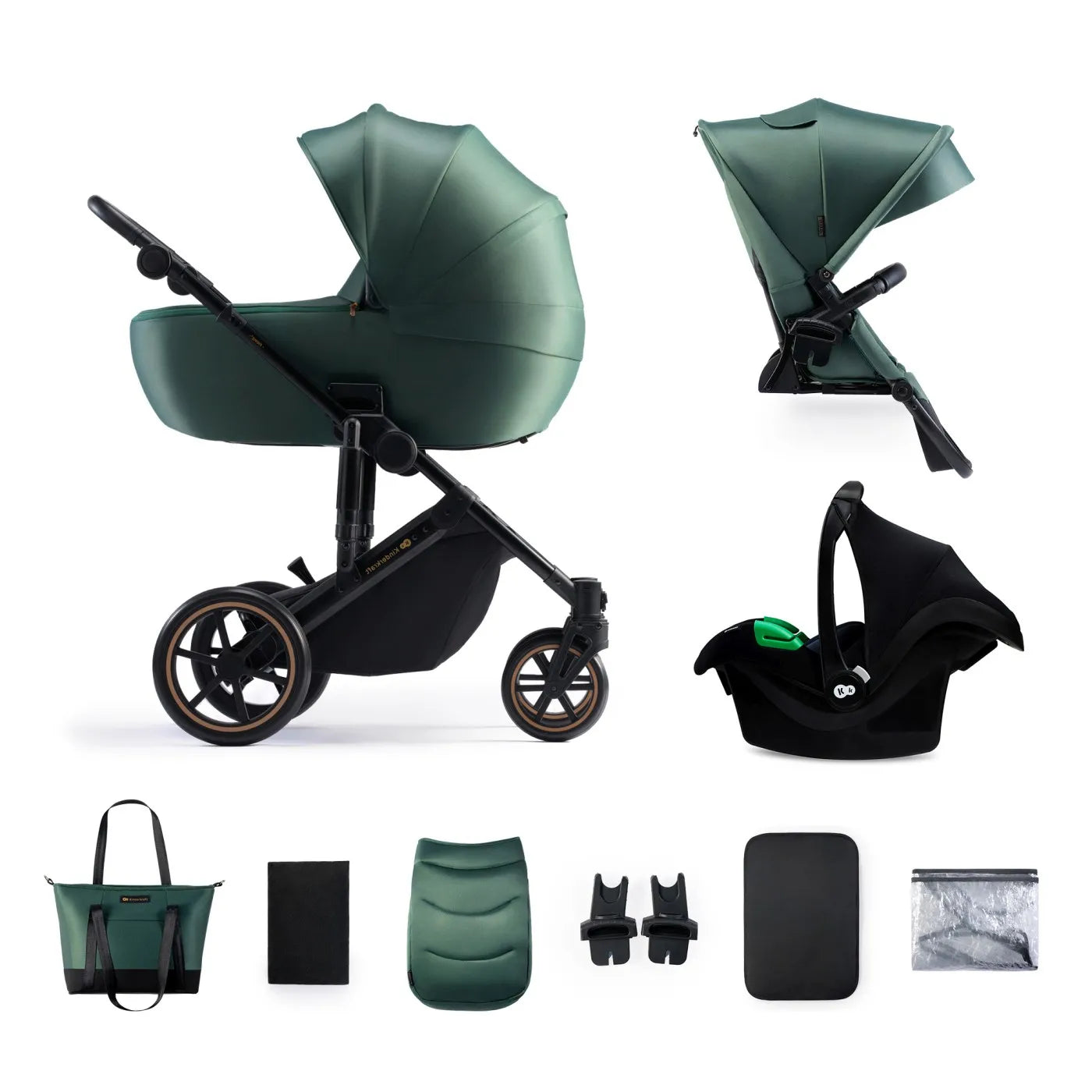 Carucior 3 in 1 kinderkraft prime 2 3in1 mink pro green