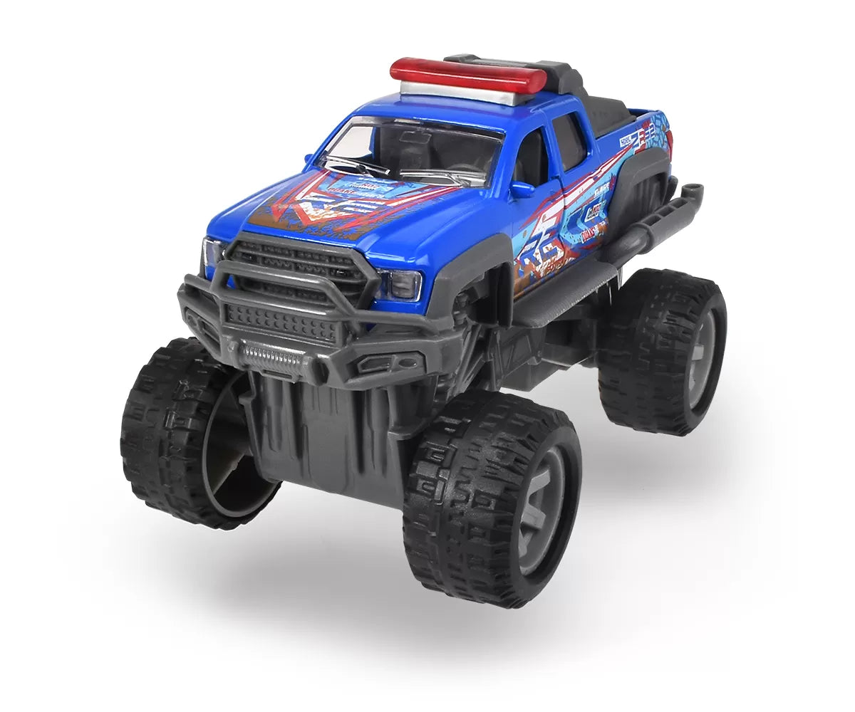 Masina de teren albastra din metal rally monster 15cm 