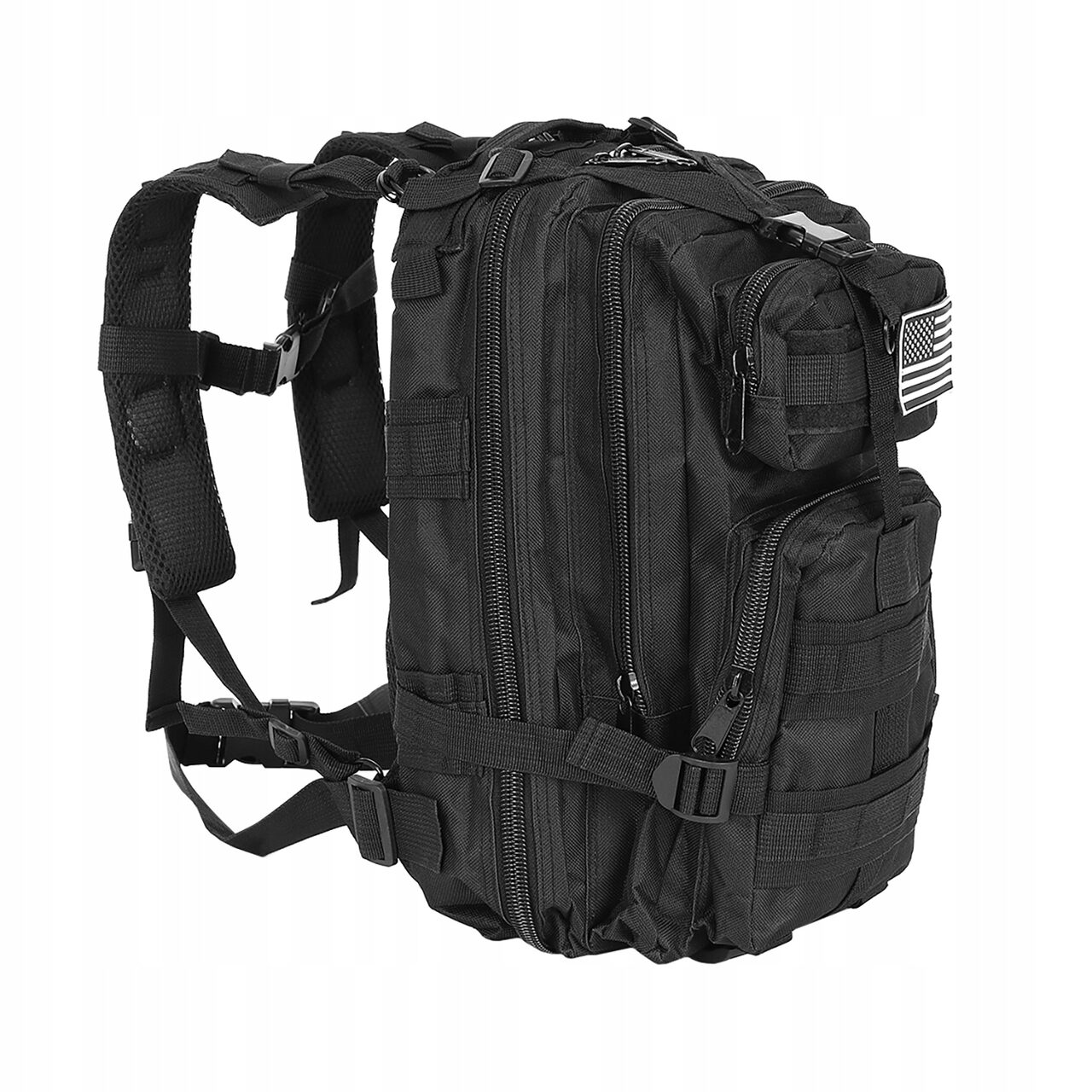 rucsac tactic, 5 compartimente, poliester 600D, negru, 26 L, 28x16x44 cm, Trizand