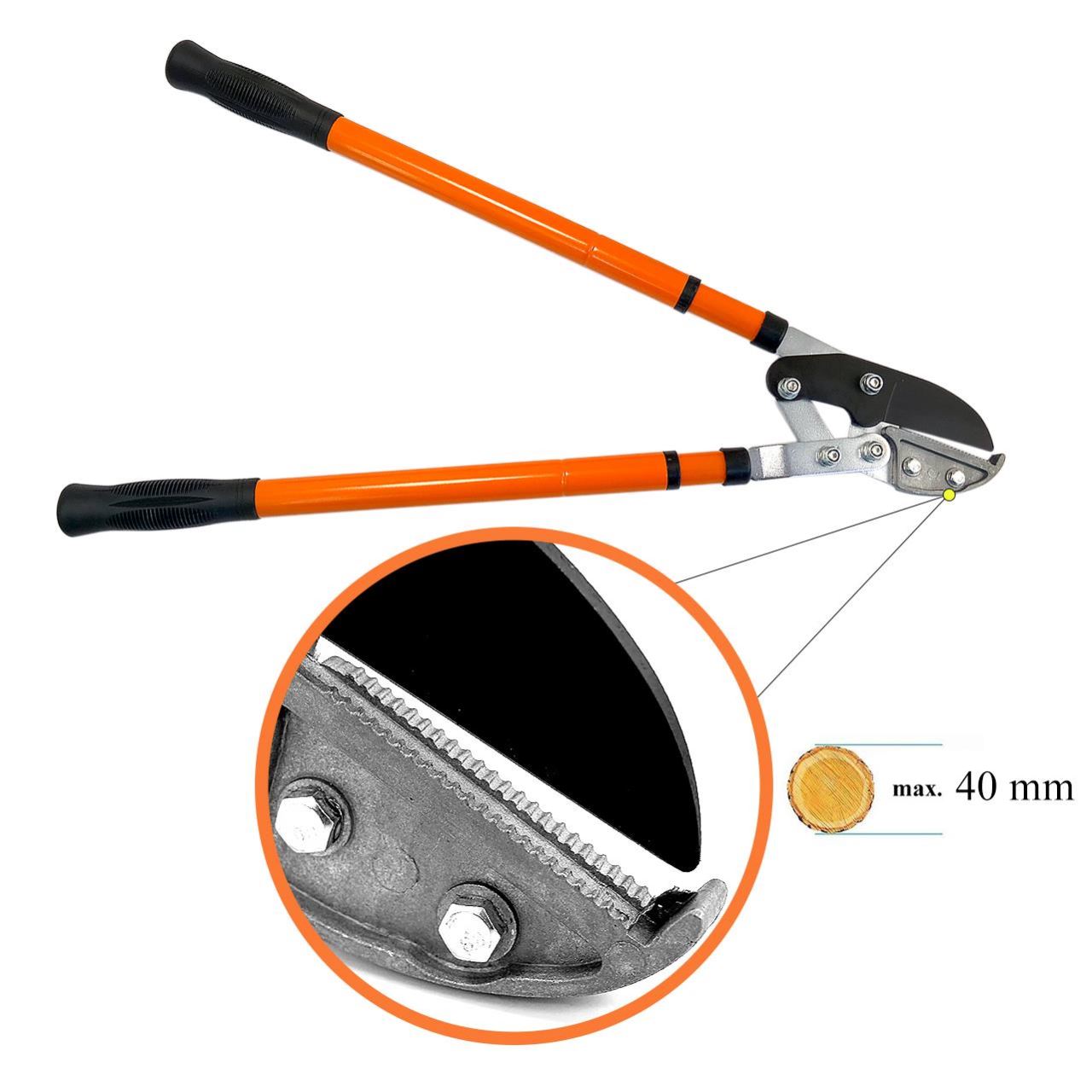 Foarfeca crengi, tip nicovala, 40 mm, maner telescopic 65-100 cm, Strend Pro